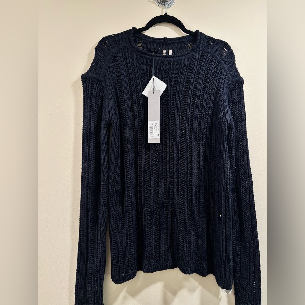 Rick Owens SS18 "Dirt" Black Knit Open-Weave Sweater – XL  Round Neck Sweater